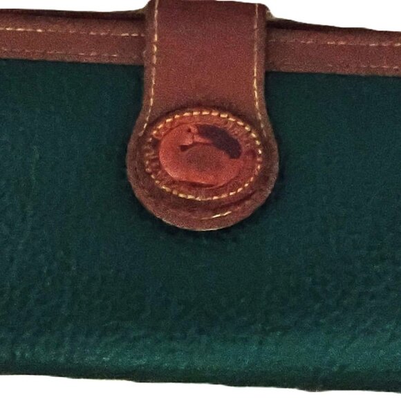 Dooney & Bourke Wallet Clutch Pebble Grain Green All weather Leather Vintage - Picture 3 of 7